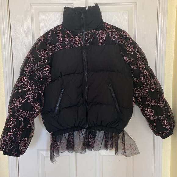 Sandy Liang Metallic Floral Organza Tulle Down Puffer - Picture 9 of 13